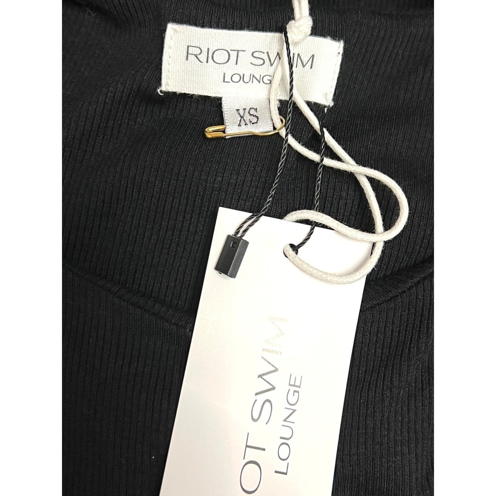 Riot Swim Lounge Maxi Dress Womens XS Black Cutout Asymmetrical Ribbed Resort - Picture 2 of 9